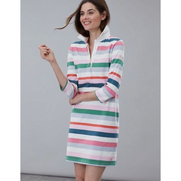 Joules Winona Multistripe 3/4 Sleeve Rugby Dress Size 6 - Picture 1 of 8
